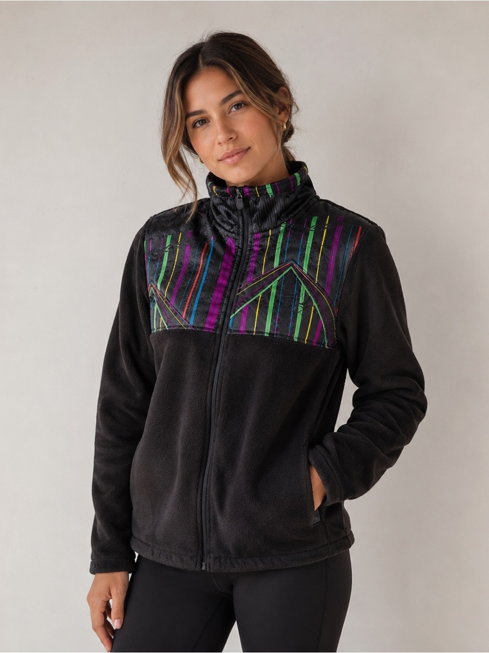 FILA Sport Full Zip Fleece Jacket | Size Sm.| Retro Geometric Print | Athleisure